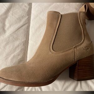 UGG Women's Beige Suede Ankle Booties